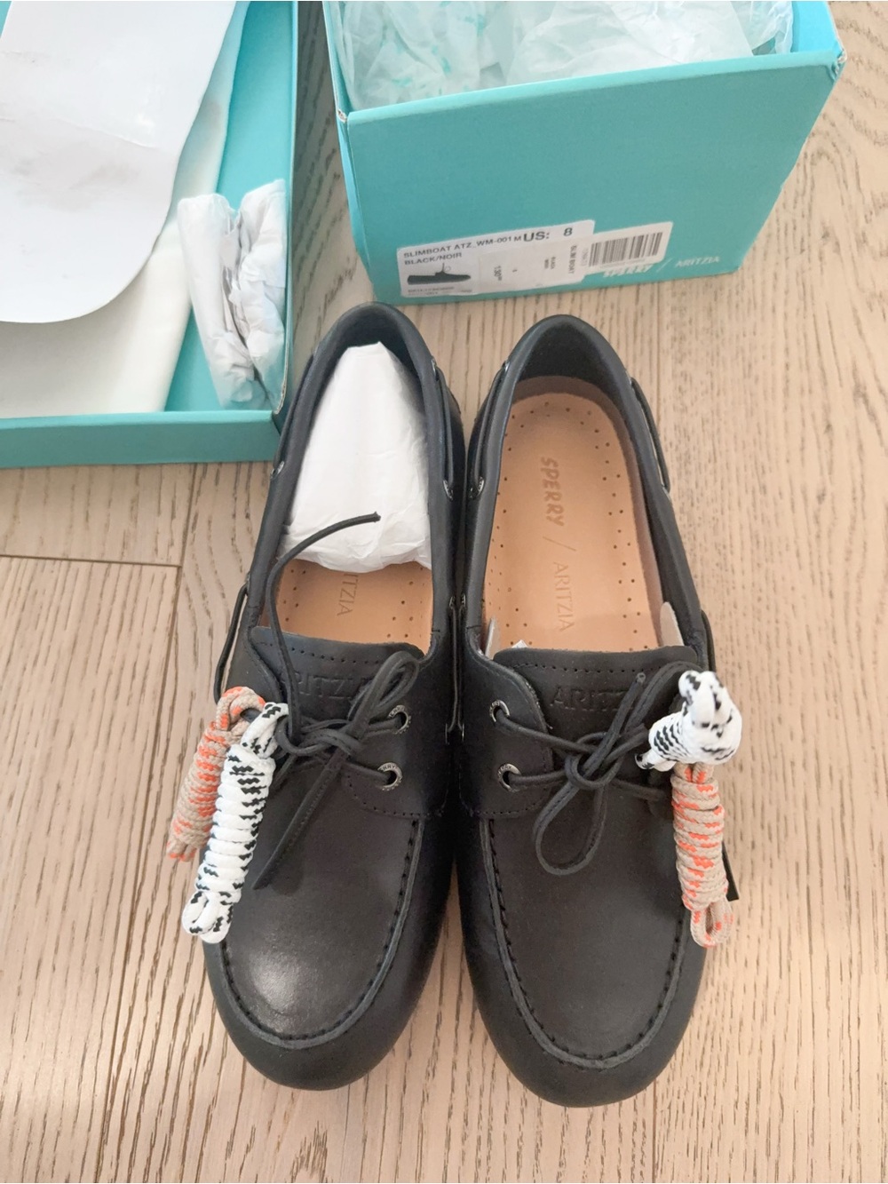 NWT 17342005 Aritzia sperry slimboat ATZ WM  001 black US8